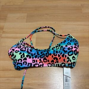New Leopard Print Junior’s Swim Top XS